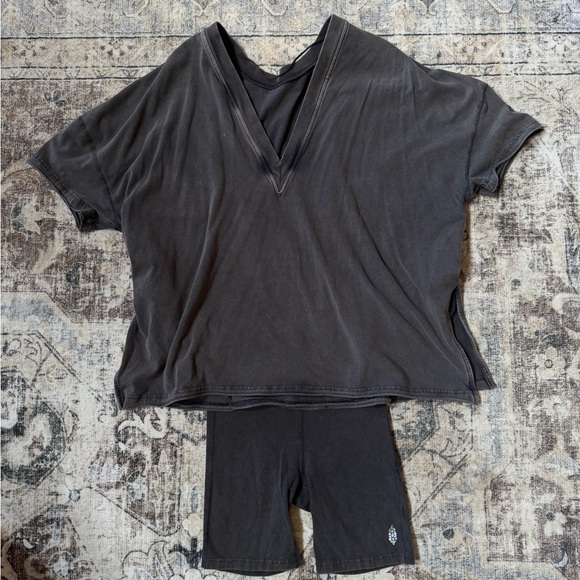 FP Movement by Free People Other - FP Movement by Free People Charcoal V-Neck Pajama Set